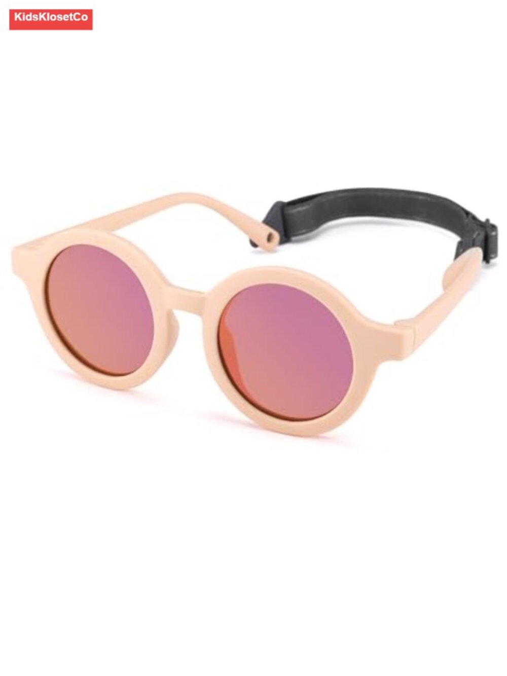 Bendable Polarized Baby Sunglasses with Strap Round Flexible TPEE Infant Toddler